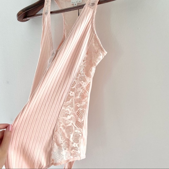 💔SOLD $225 Fleur Du Mal Lace Insert Ribbed Bodysuit - Picture 4 of 10